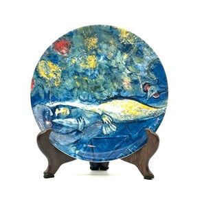 Georg Jensen Blue and Yellow Artistic Ceramic Plate